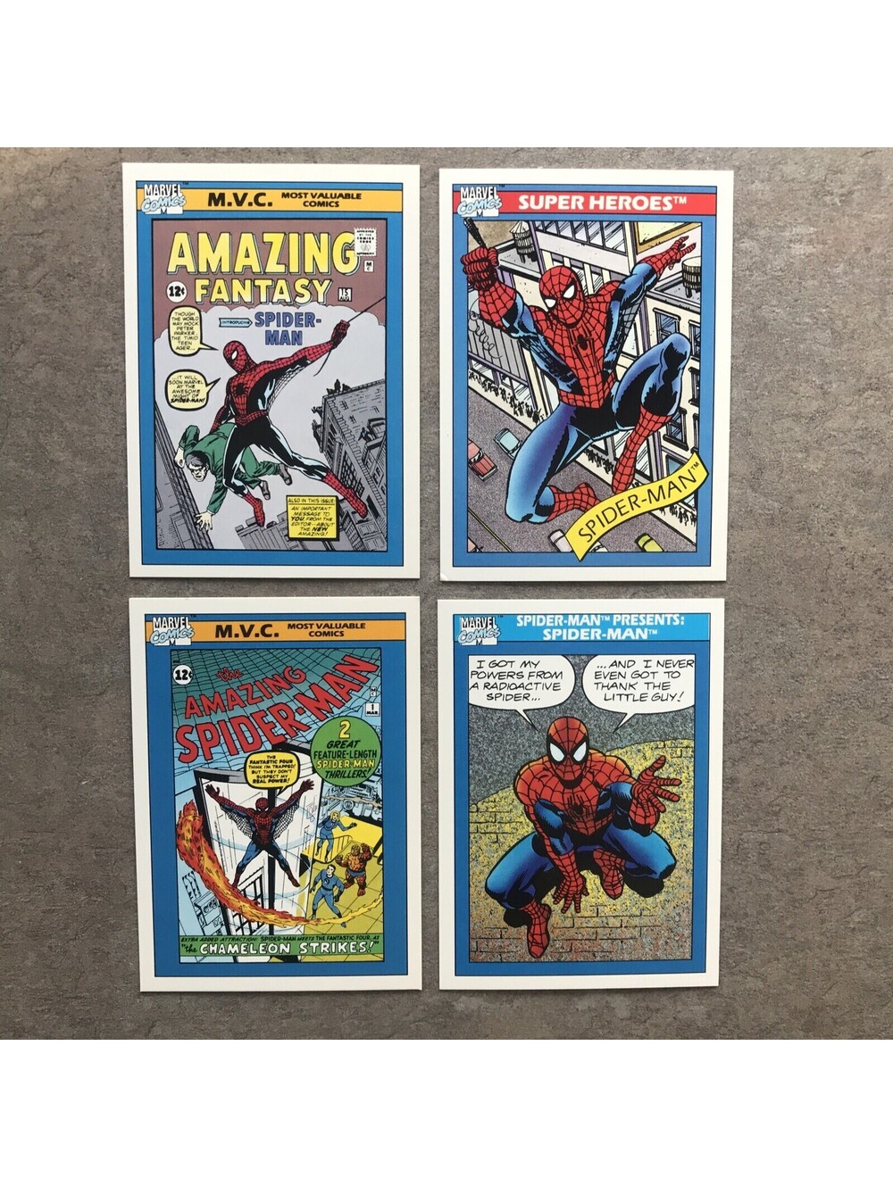 Great Lot Of Four Marvel 1990 Spider Man Comic Cards #’s 23, 126, 131 & 149